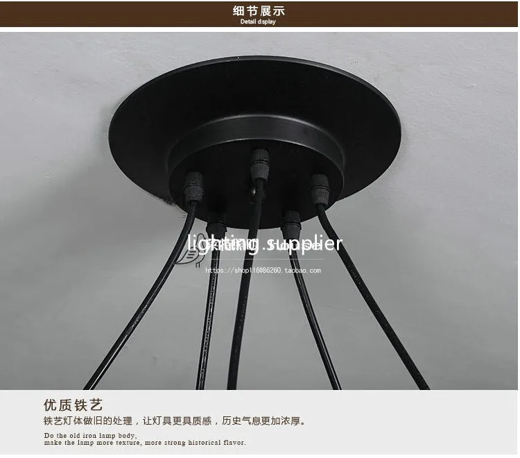 

Loft industrial American Retro leisure coffee shop hotel bar Clothing store Wrought iron cage Pulley droplight