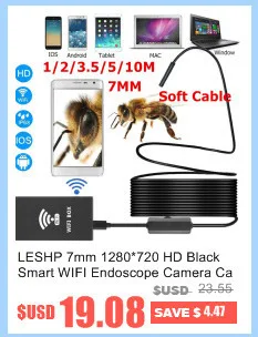 LESHP 2 м 7 мм объектив USB эндоскоп водонепроницаемый IP67 USB OTG Змея бороскоп труба 0,3 мегапикселя камера для ПК