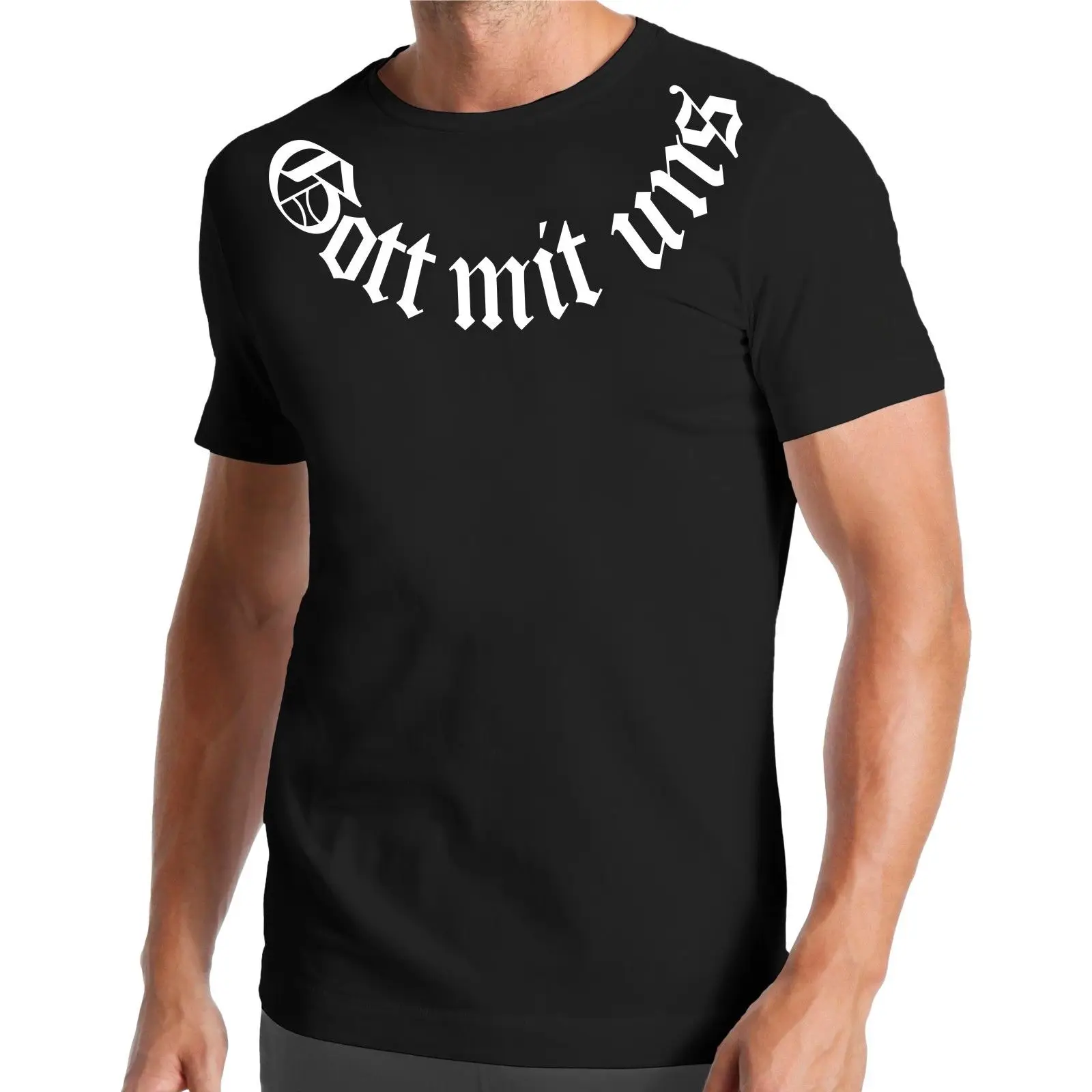 

Gott Mit Uns T-Shirt Camisetas Hombre Jesus Tee shirt homme Top Summer Fashion Cotton Short Sleeve T shirt