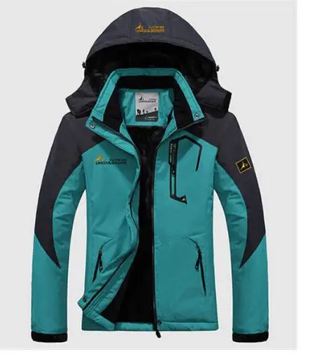 men sky blue Жутко и boror зимняя куртка мужская и женская верхняя одежда флис толстый теплый хлопок пуховик водонепроницаемый ветрозащитный Парка мужская брендовая одежда - Цвет: men sky blue