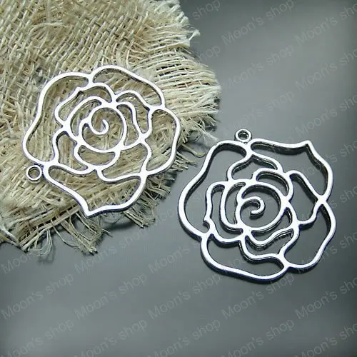 

Wholesale Antique Silver color 40mm Big rose Alloy Charms Pendants DIY Fashion Jewelry Findings Accessories 10 pieces(JM1990)