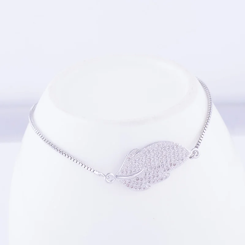 2018 новый дизайн микро паве цирконий соединитель лист шарм браслеты золотые цепи