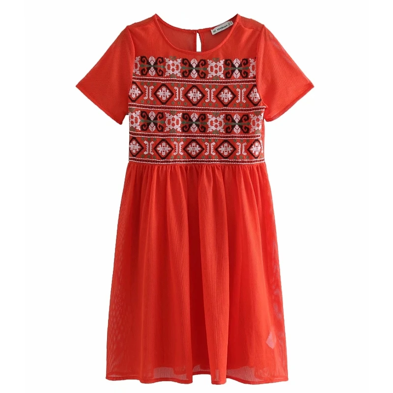 Женское винтажное милое красное мини платье с вышивкой pathwork женские платья