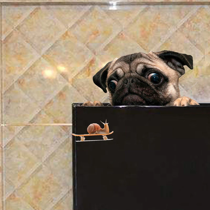 Забавные 3D мопса собаки Часы окна автомобиля наклейка милый питомец щенок стикер