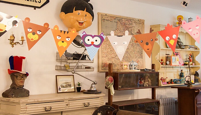 Гирлянда с милыми мультяшными животными и флажками праздничные принадлежности