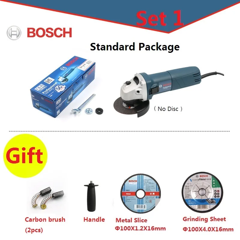 BOSCH угловая шлифовальная машина шлифовальный станок металлический полировщик угловой Электроинструмент шлифовальный станок для резки металла дерева 100 мм шлифовальный диск - Цвет: Grinding