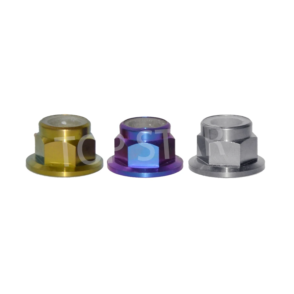 10 шт. M4 M5 M6 M8 M10 M12 DIN6926Titanium многоцветный шестигранные гайки винтовой колпачок с фланцем гонка спец