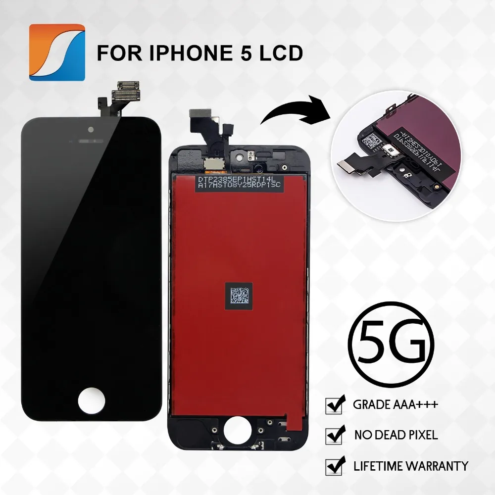10PCS/LOT Grade AAA+++ For iPhone 5 5G LCD With Cold Press Glue Screen Assembly Display Replacement No Dead Pixel | Мобильные