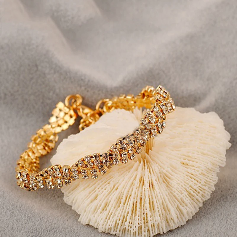 Anise элегантный золотой серебряный цвет горный хрусталь браслет для женщин