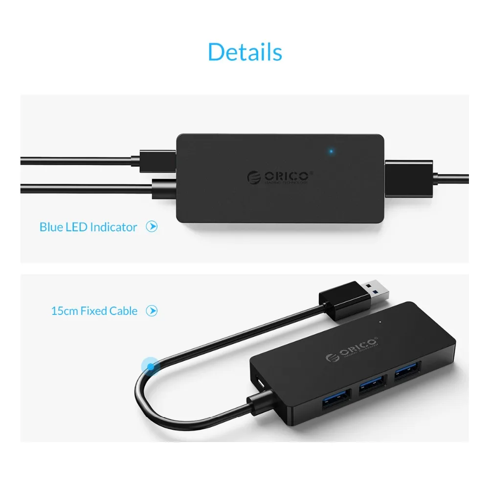 USB Концентратор ORICO HS4U 4 портовый концентратор 3 0 прямоугольный мини хаб с