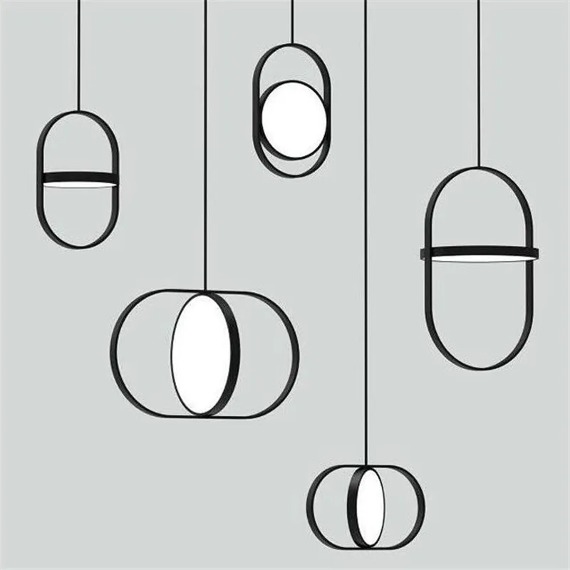 Simple postmodern double round LED pendant light fashion living room office restaurant cafe bedroom bedside lamp free shipping