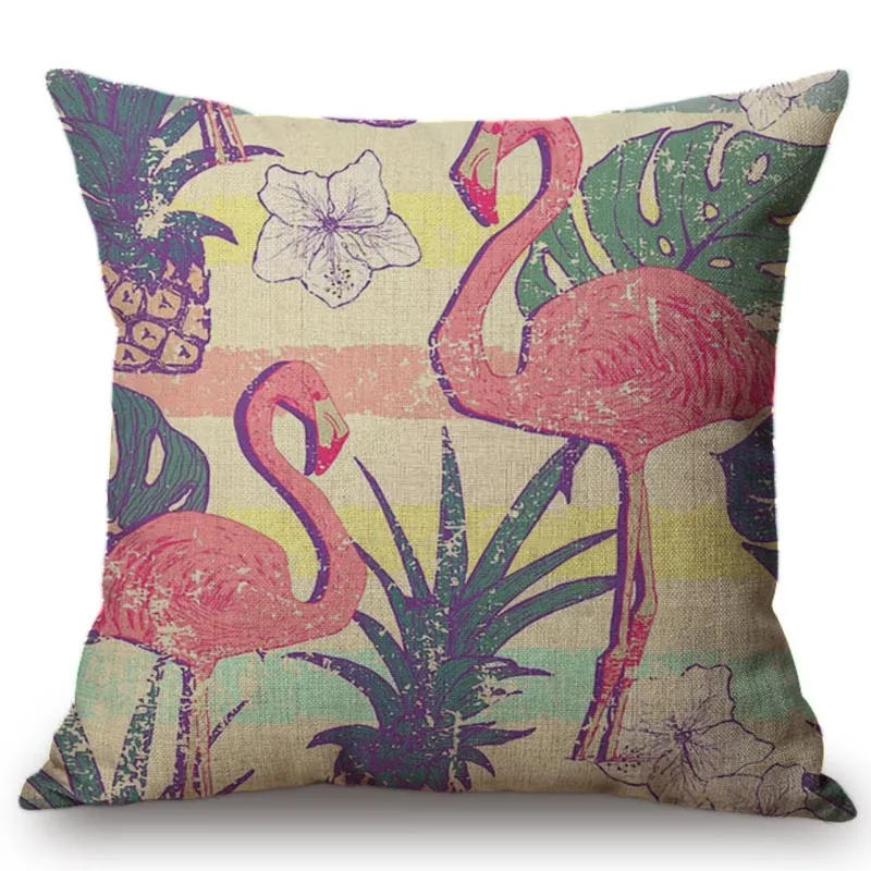 

Tropical Flamingo Printed Nordic Style Birds Cushion Cover Vintage Painting Decoration Room Sofa Chair Waist Soft Pillow Case