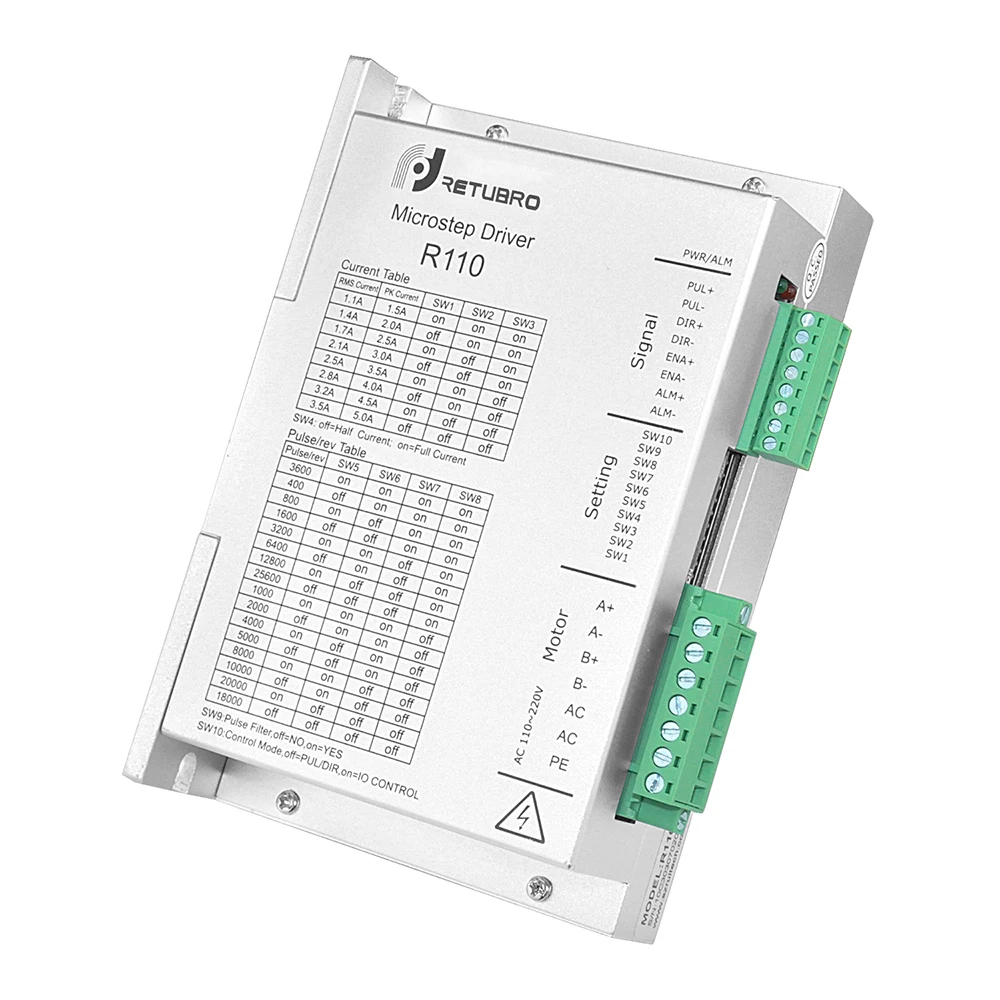 RETUBRO шаговый двигатель Nema 43 R110 AC 110-230 в 1,1-5.0A 2 фазы открытый цикл шаговый драйвер 220 В
