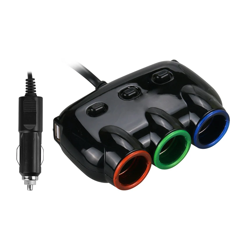 USB автомобильный адаптер питания 3 в 1 розетка для прикуривателя 2 Dual usb порта