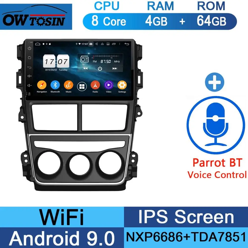 64G Parrot BT " ips 8 Core 4G+ 64G Android 9,0 автомобильный DVD мультимедийный плеер gps Радио для Toyota Yaris, Vios DSP CarPlay Parrot BT - Цвет: 64G Parrot BT