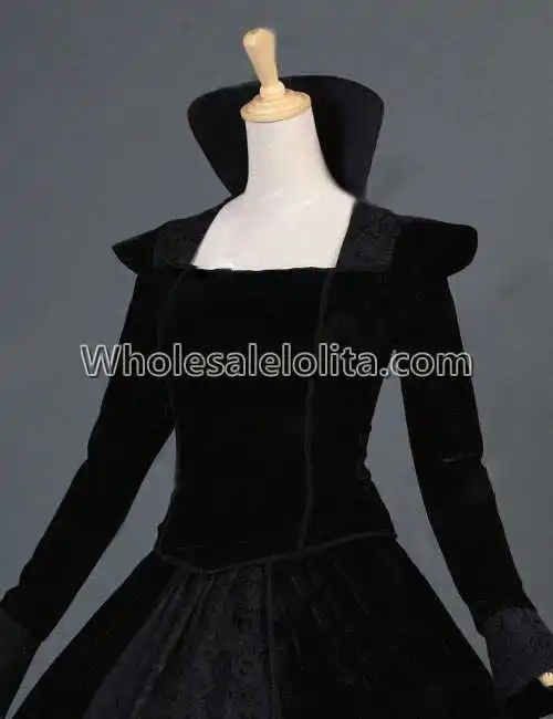 Королева возрождения Елизаветы I средневековый черный бархат Regal королевы платье