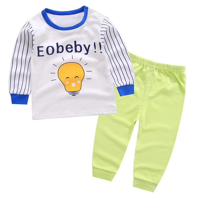 Sleepwear baby sleep set clothing for girl boy kids pyjama infant long sleeve shirt pants pj pjs Children's costume 1 2 year |