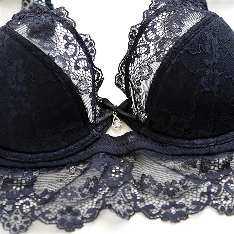 Мода Черное кружево сексуальное нижнее белье набор бюстгальтеров женщин Большой