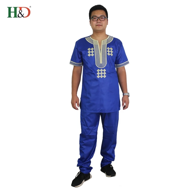 Dashiki мужские африканские костюмы Топы Рубашки брюки комплект из 2 предметов 3xl