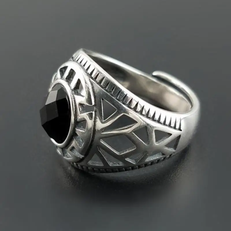 Реального Чистая 925 пробы серебро Натуральный камень кольца Для мужчин изделия