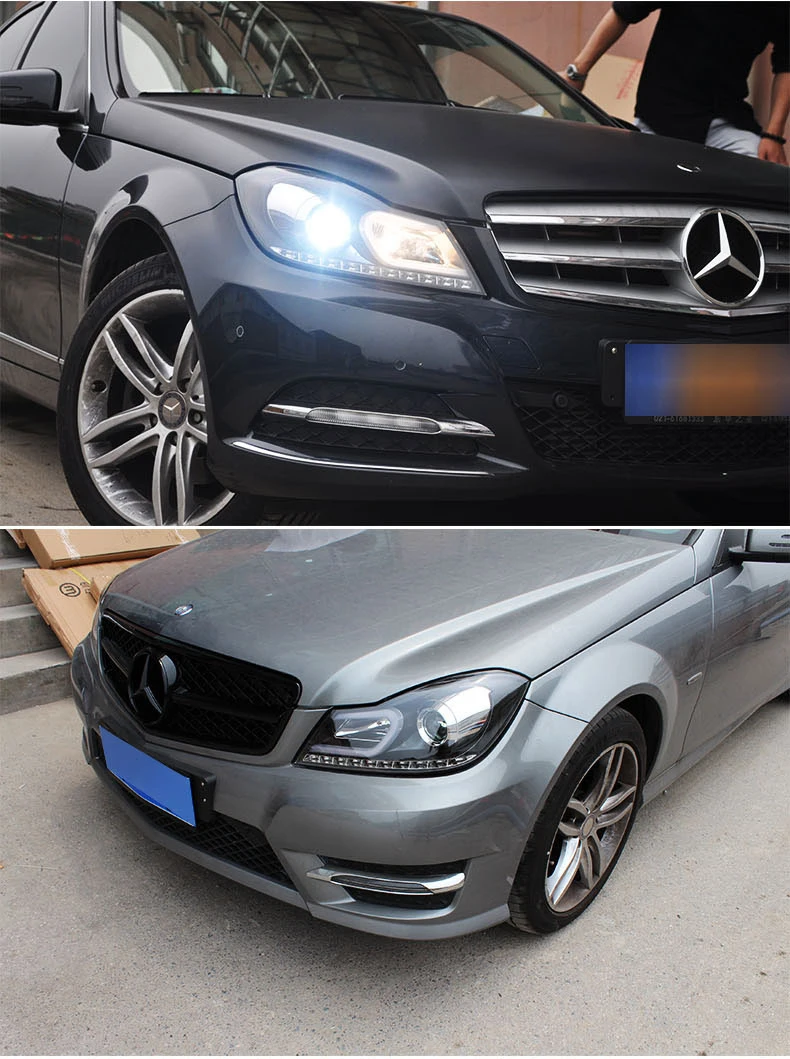 Автомобильный Стайлинг для W204 C180 C200 C260 фары 2011-2013 W204 светодиодный фары DRL Объектив двойной луч H7 HID Xenon bi xenon объектив