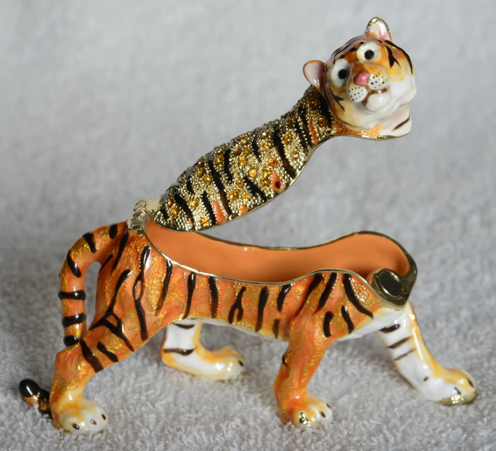 Винтажная декоративная фигурка диких животных стиль тигра инкрустированная