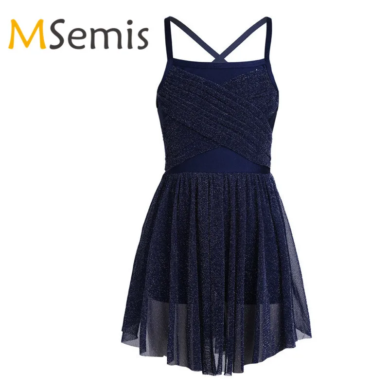 Детское балетное платье для девочек женское гимнастики блестящее танцевальное