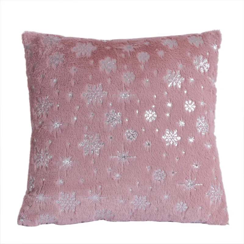 Peach Decorative Pillows 45x45cm Silver Snowflake Cushion Cover Plush Throw Pillow Case Seat Sofa Bed Pillow Case for Living Room New - Цвет: Peach