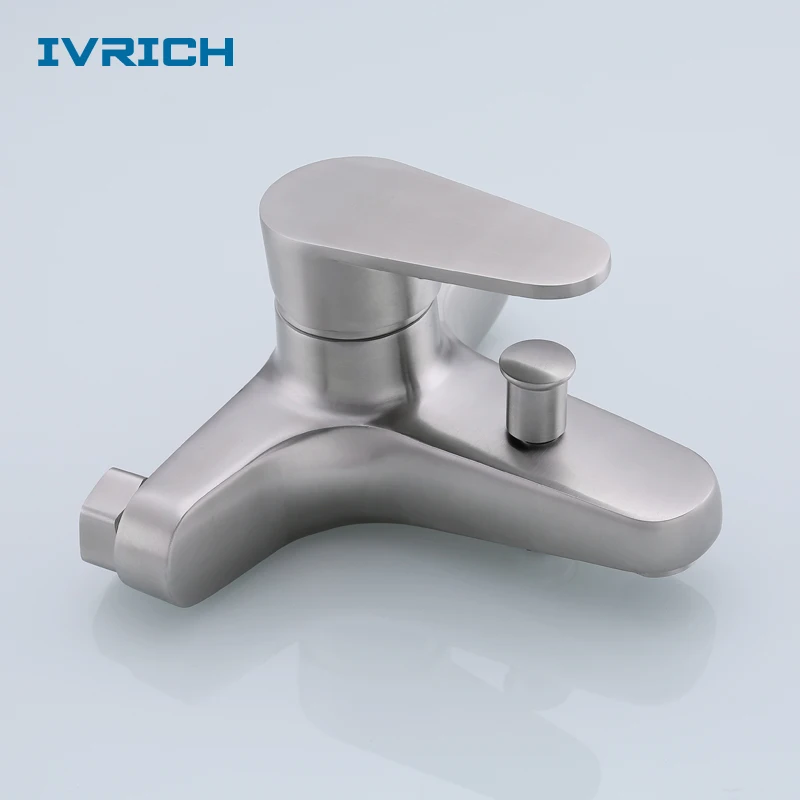 IVRICH двойной Функция ванной кран SUS304 нержавеющей Матовый настенные Тип прочный