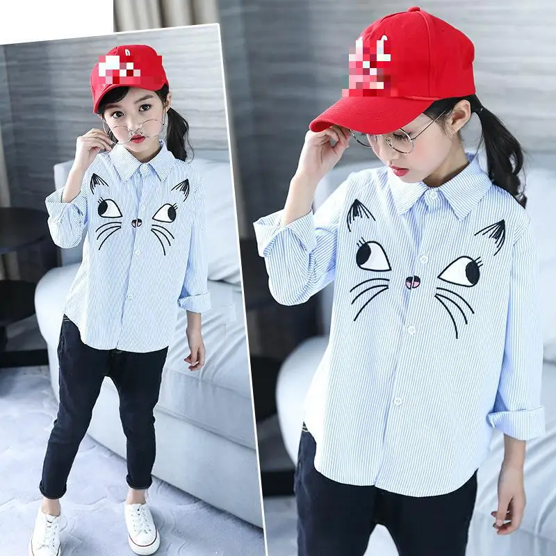 Блузка для маленьких девочек 2018 Милая рубашка школьная подростковая одежда 12 лет