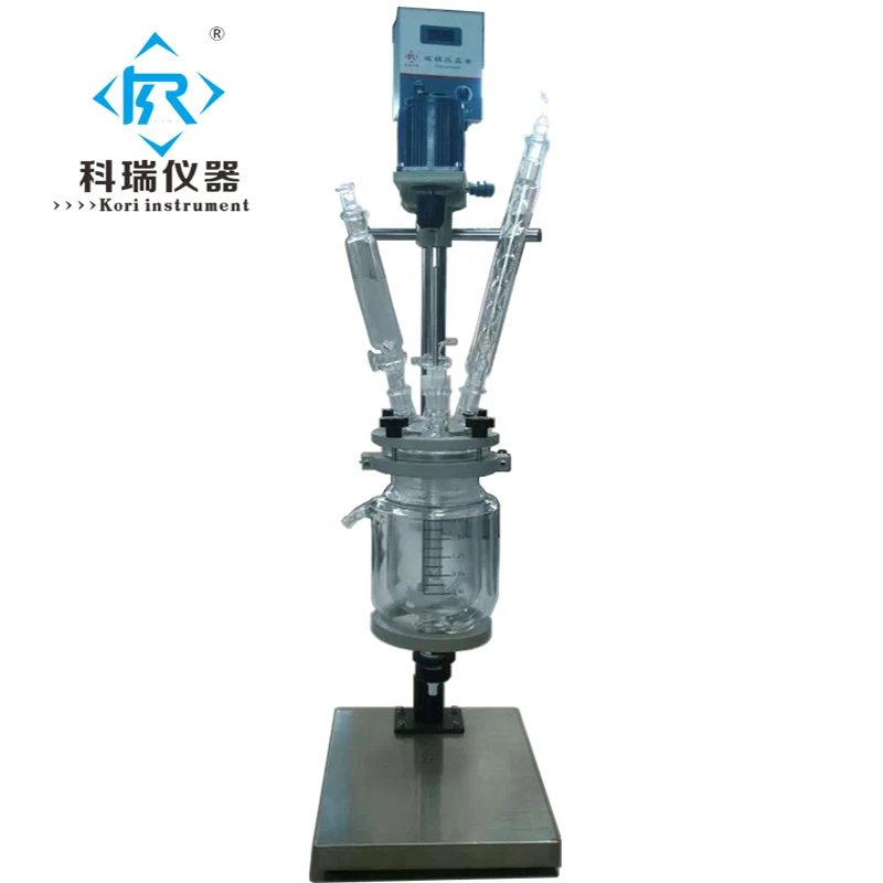 

2l Laboratory vacuum Double layer glass Pharmaceutical Synthesis Reactor