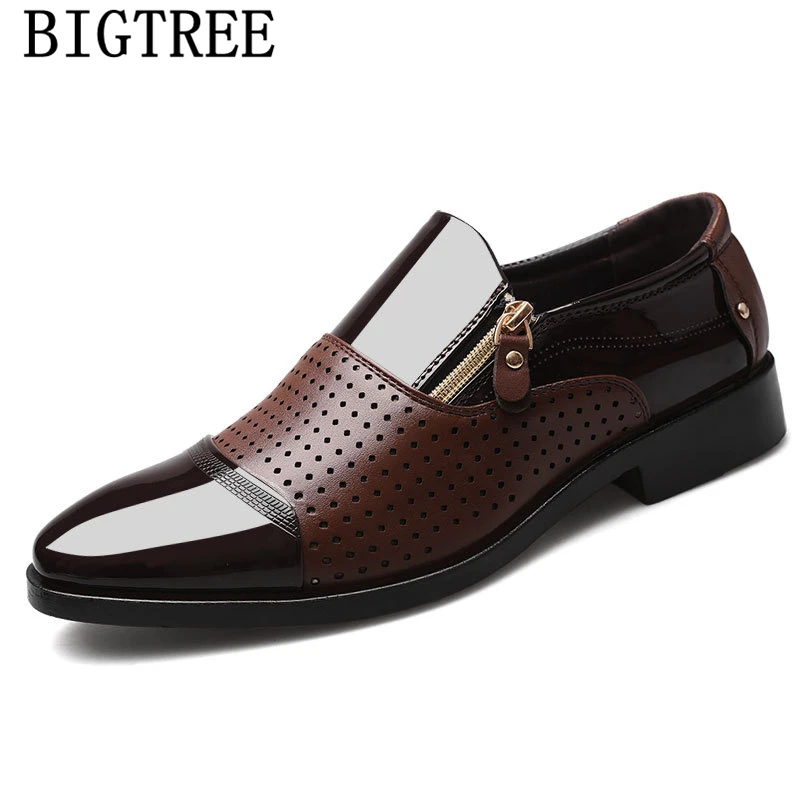 Мужские свадебные туфли лоферы из лакированной кожи с вентиляционными