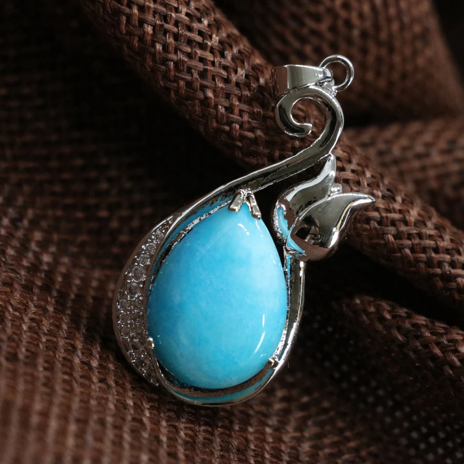 Высокосортный капельный кулон инкрустация пустотелый синий каменный