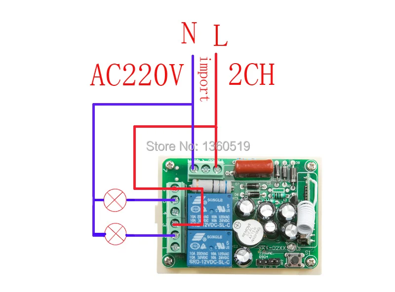 AC220V 2CH 10A RF беспроводной переключатель системы дистанционного управления teleswitch
