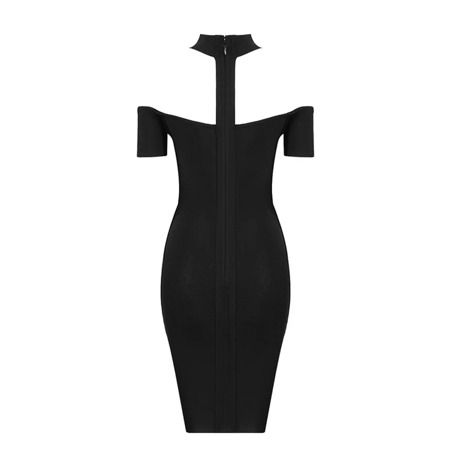 Облегающее платье чокер из вискозы с вырезом лодочкой коротким рукавом и