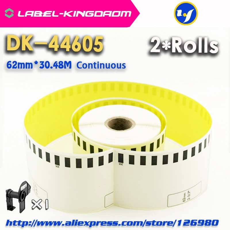 2 рулона Желтый Brother Generic DK-44605 Label непрерывная Совместимость для QL-570/580/700/710/720NW