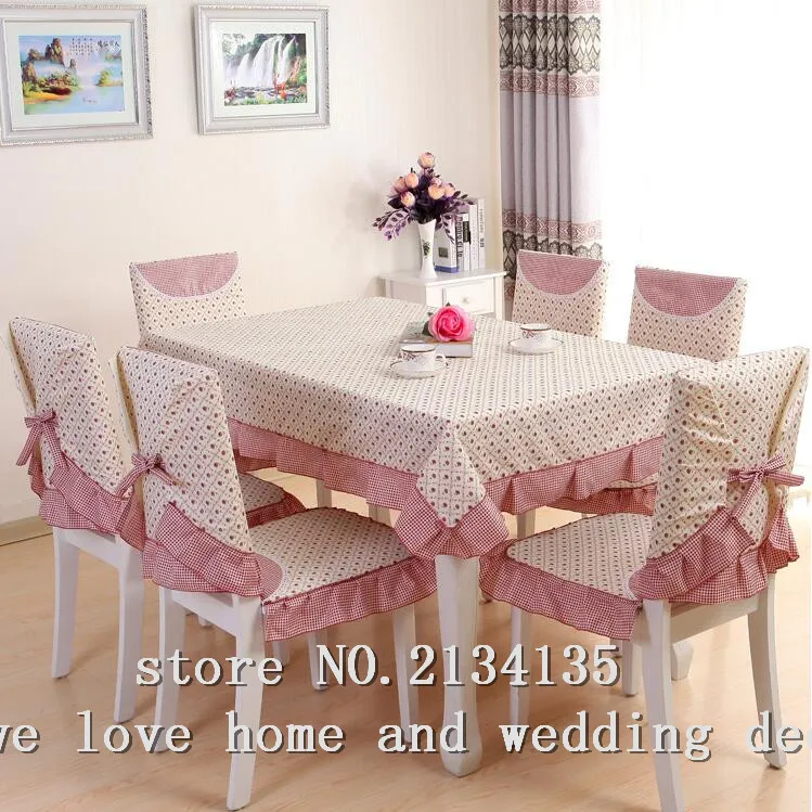 The chairs set round table cloth fabric dining pastoral suit tablecloth cushion | Дом и сад