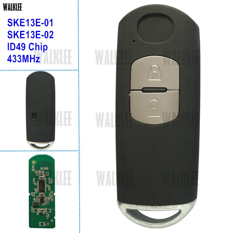 WALKLEE Smart Key автомобильный пульт дистанционного управления 433 МГц подходит для MAZDA CX-3 CX-5 Axela Atenza Модель № SKE13E-01 или SKE13E-02 с чипом ID49