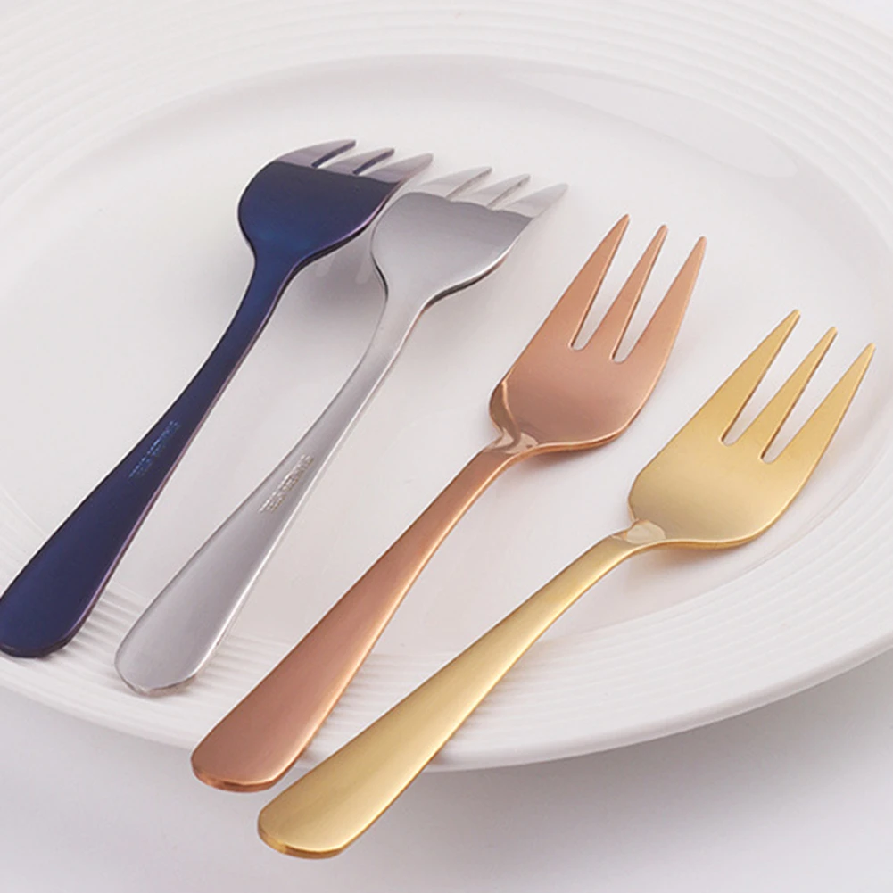 Разноцветные столовые приборы из нержавеющей стали набор вилок для фруктов и