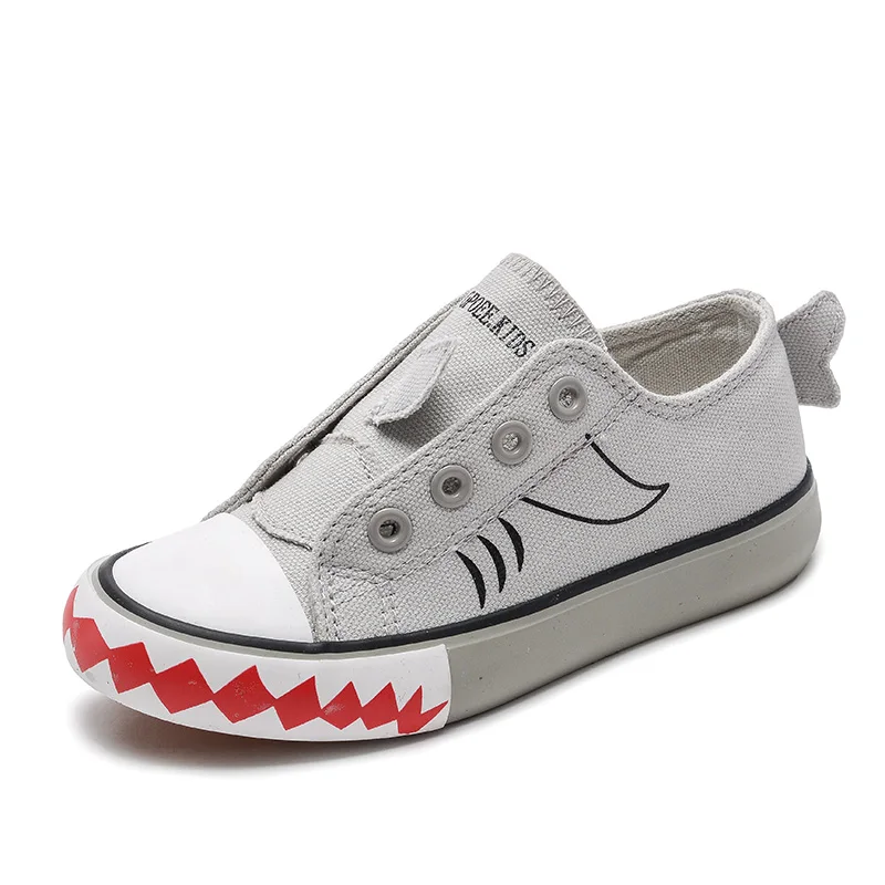gray shark Детская парусиновая обувь унисекс; коллекция года; сезон лето; новые модные кроссовки для девочек; спортивная обувь для мальчиков; дышащая детская обувь с милыми животными - Цвет: gray shark