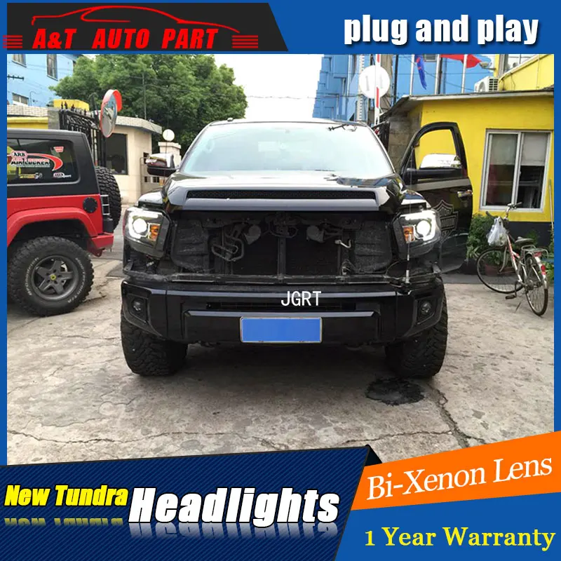 Стайлинг автомобиля светодиодный ная фара для Toyota Tundra фары 2014-2018 drl H7 hid