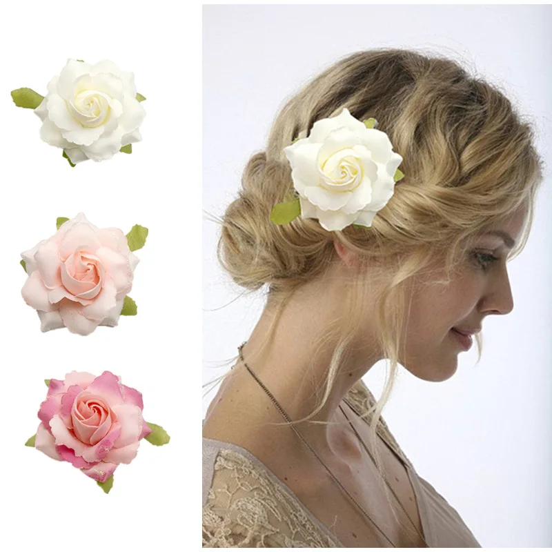Бохо цветок аксессуары для волос женщин невесты пляж роза цветочные зажимы DIY