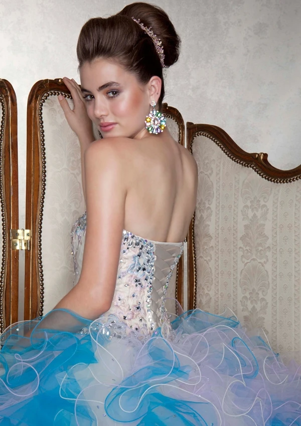 Радуга пышное платье роскошные оборками бальное Vestidos гала девушки дебютантка ну