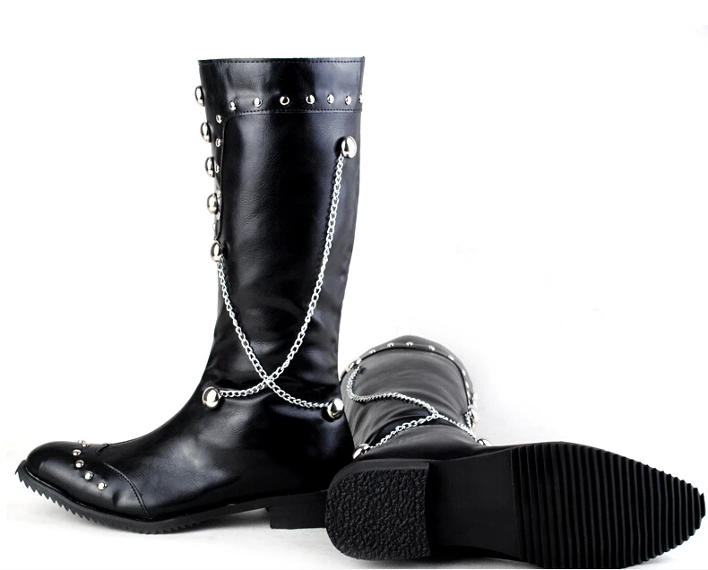 Сапоги стильных мужчин железная цепь производительность панк рыцарь указал