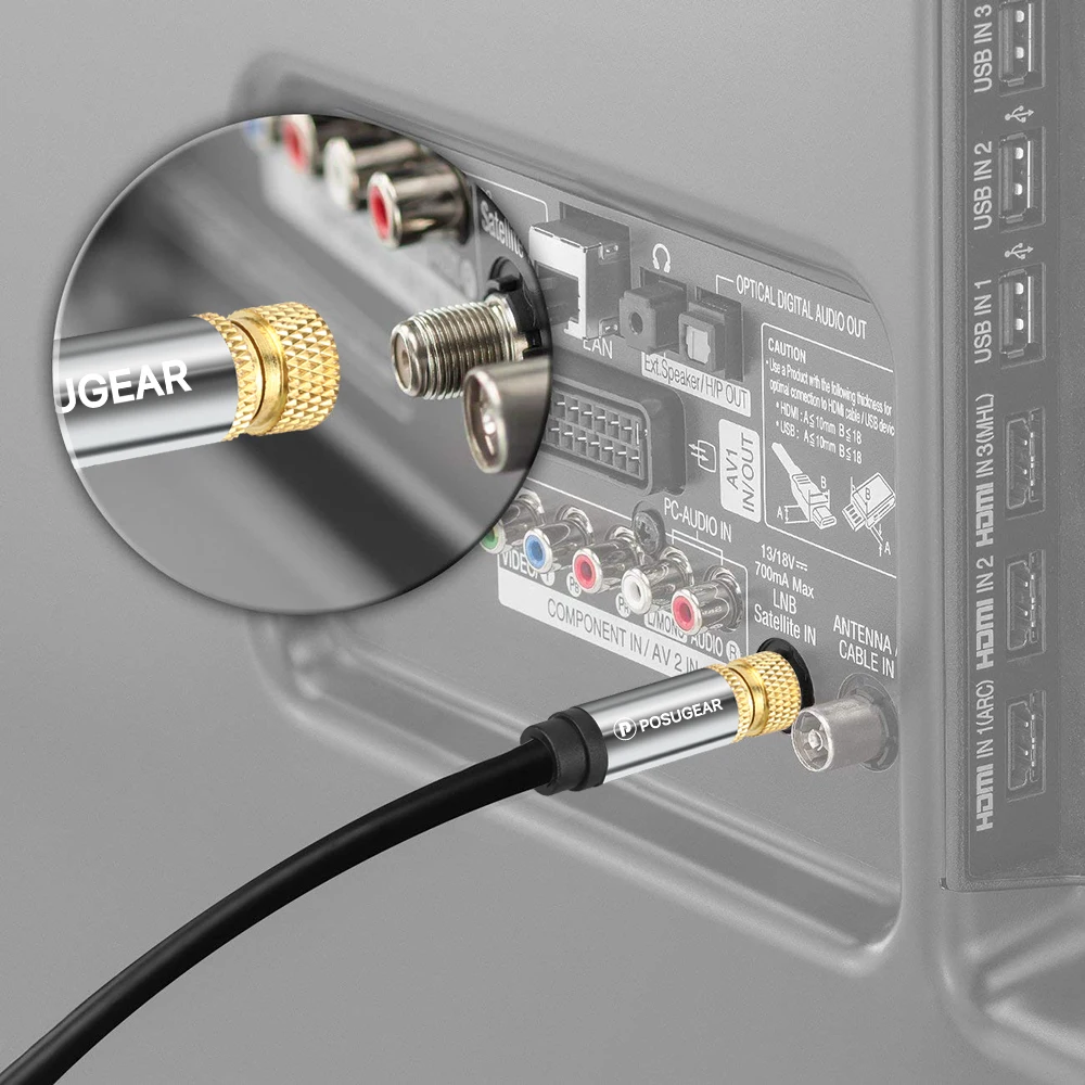 Posugear SAT антенный коаксиальный кабель F Type HDTV спутниковый позолоченный мужской и