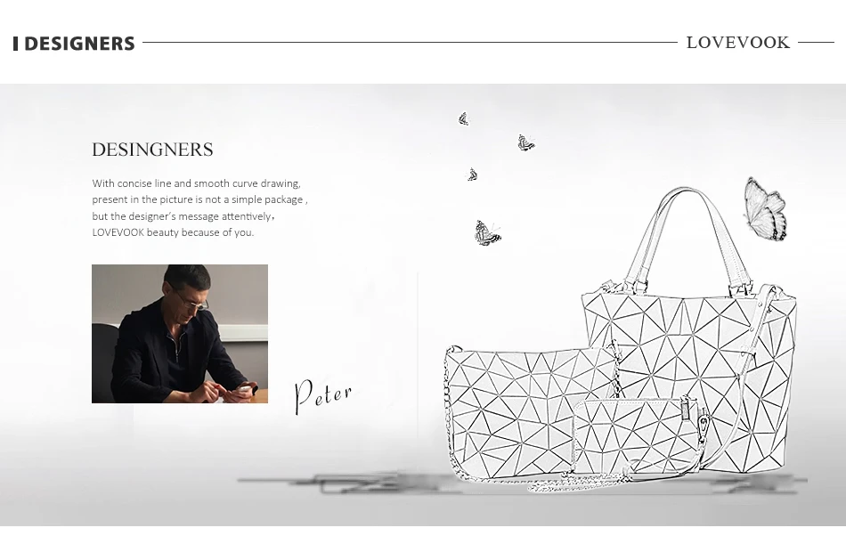 LOVEVOOK, 3 комплекта, женская сумка на плечо, роскошный дизайн, складная сумка, набор, сумка через плечо, Женский кошелек и кошелек для дам, светящийся цвет