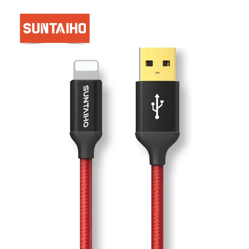USB кабель для iPhone 8 Plus 7 Suntaiho позолоченный Fever нейлон быстрая зарядка дата lighttig X