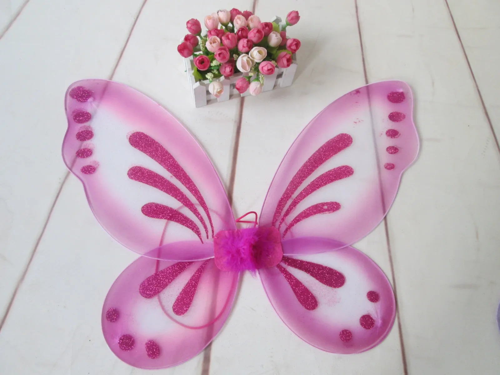 Hot Pink Детские крылья феи для взрослых, платье с бабочкой, праздничный костюм с колокольчиком, игрушка, Прямая - Цвет: Hot Pink