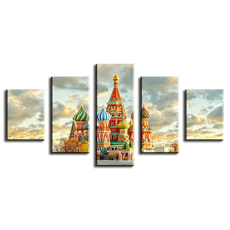 Картина маслом Московский Кремль без рамки 5 шт. | Дом и сад