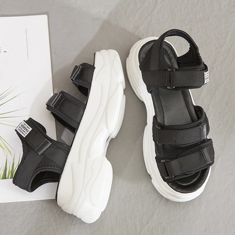Fashion Women Sandals Platform Wedges Girls Shoes Thick Heel Lace Up Outdoor Breathable Female Beach Sport Sandals Size 35-39